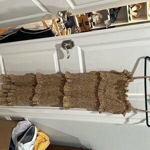 Formfitting, midi floral ruffle spaghetti strap dress